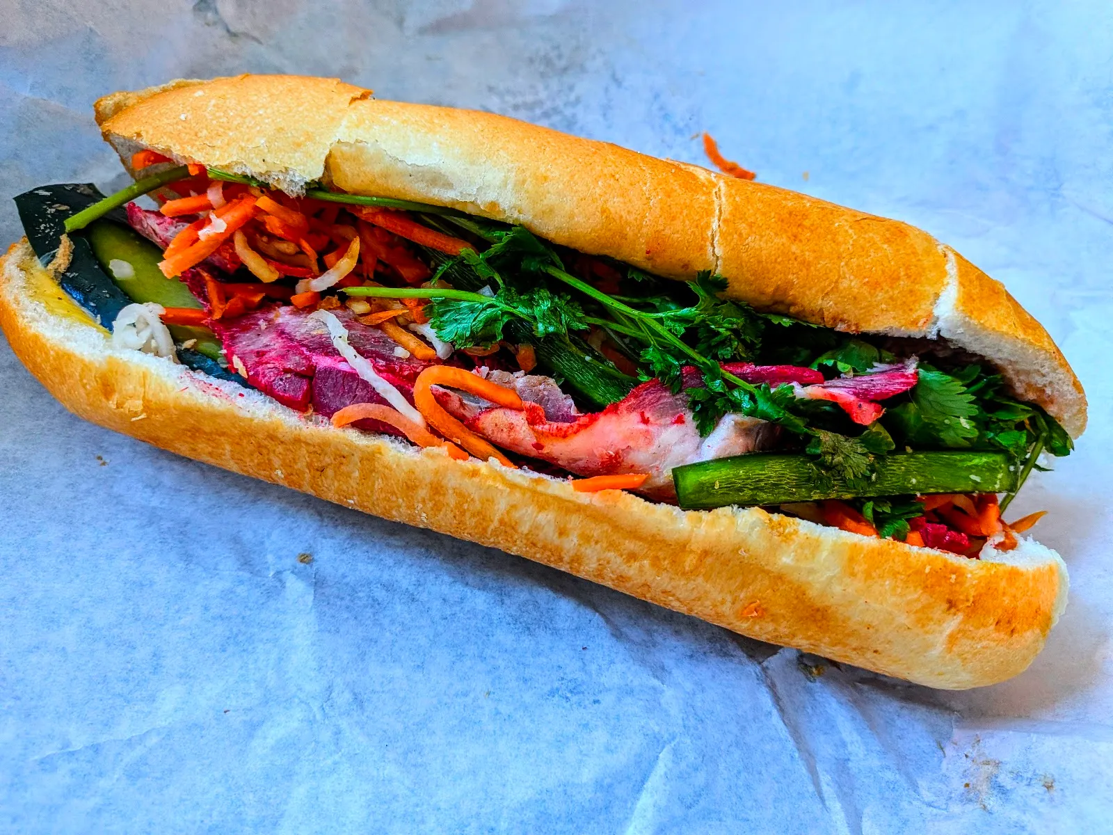 Vinh Xuong Bakery - banh mi on a fresh-baked baguette